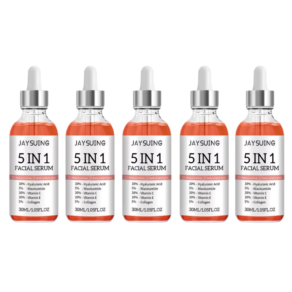 5 in 1 Hyaluronic Acid Face Serum Moisturizing Vitamin C Collagen Lightning Facial Serum Shrink Pores Skin Care