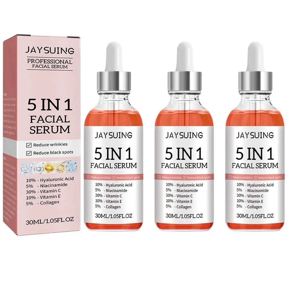 5 in 1 Hyaluronic Acid Face Serum Moisturizing Vitamin C Collagen Lightning Facial Serum Shrink Pores Skin Care