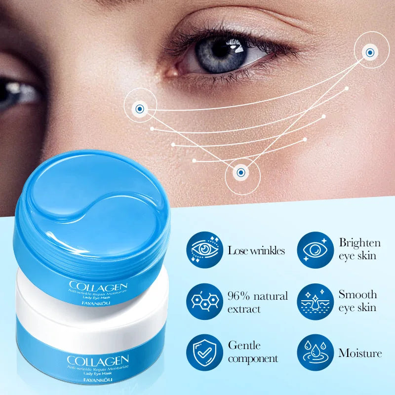 60Pcs/Box Crystal Collagen Eye Mask anti Dark Circles Remove Eye Bags Firming Moisturizing Eye Patches Gel Pads Eyes Skin Care